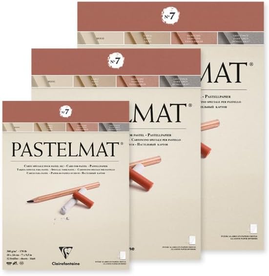 Clairefontaine 96054C - Zeichenblock Pastelmat, geleimt, 12 Bogen 30x40cm, 360g, ideal für Trockente