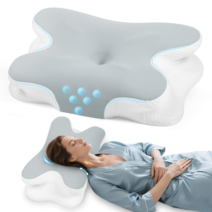 Nackenkissen - Orthopädisches Kopfkissen aus Memory Foam, Ergonomisches Kopfkissen gegen Nackenschme