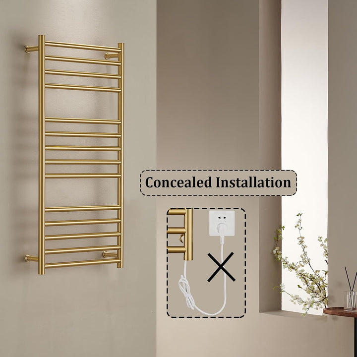 SWHC Badheizkörper Elektrisch Gold Handtuchheizkörper Elektrisch 110 x 52 x 12 cm Heizkörper Heizung
