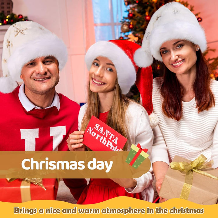 Weihnachtsmütze für Erwachsene, Plüsche Nikolausmütze für Damen und Herren, Warm and Dicker Weihnach