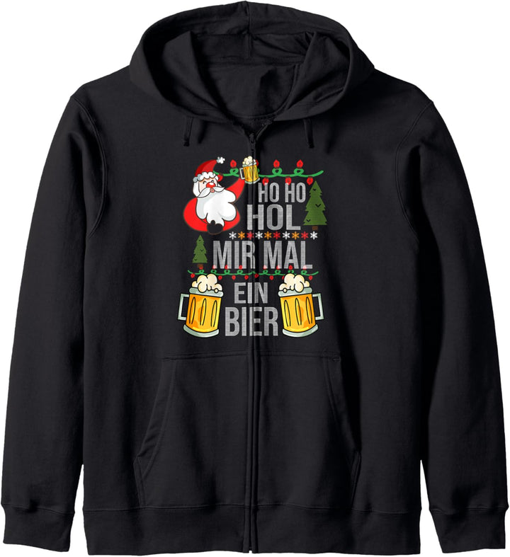 Ho Ho Hol mir mal ein Bier Ugly Christmas Weihnachten Kapuzenjacke
