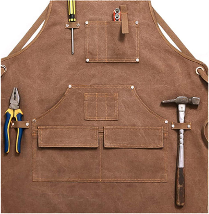 Schweisserschürze aus Leder für Männer - Robuste Grillschürze mit Werkzeugtaschen, hoher Hitzebestän