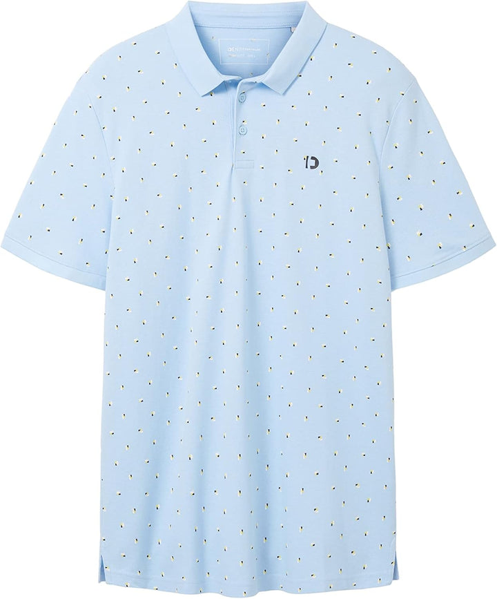 TOM TAILOR Denim Herren Denim Poloshirt mit Allover-Print aus Baumwolle XXL 32485-blue Multicolor Mi