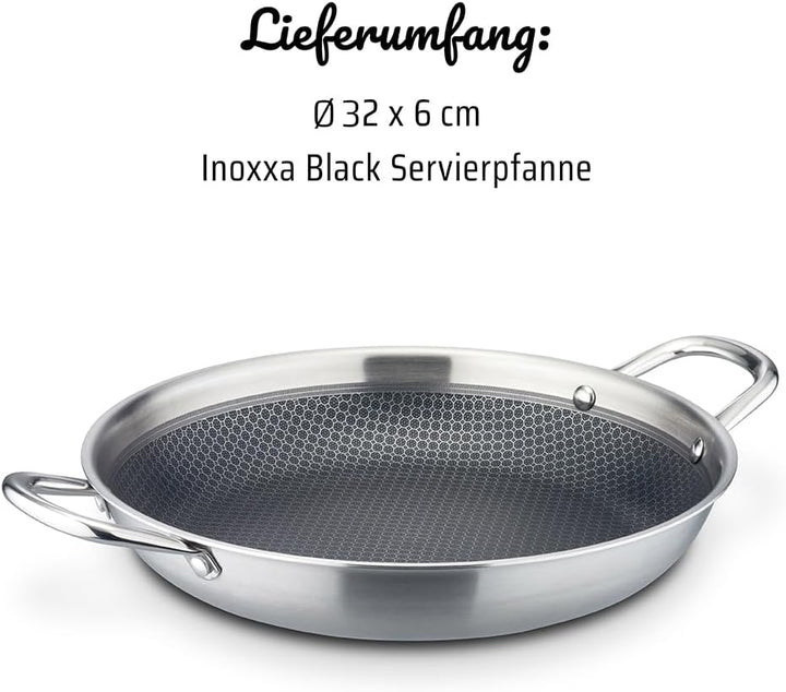 GSW Servierpfanne Innoxa Black, Edelstahlpfanne, Wabenpfanne mit kratzfester Antihaftbeschichtung, B
