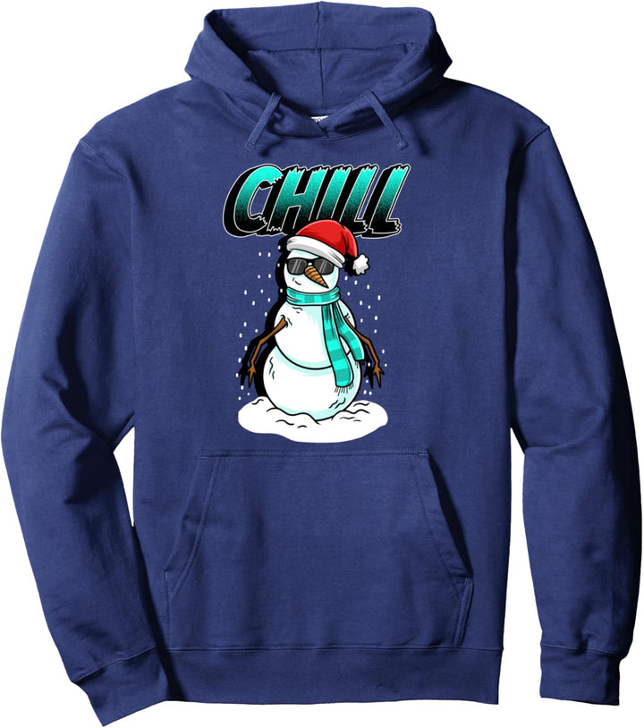 Santa Snowman Chill Christmas Pullover Hoodie