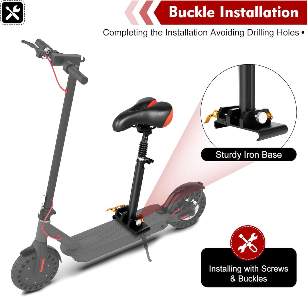 Elektroroller Sitz Universal, Höhenverstellbarer E-Scooter Sattel 45-65cm | PU+Aluminium Sitzkissen
