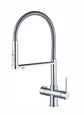 Drei-Wege-Wasserhahn 3 in 1 Armatur Küche Wasserhahn Wasserfilter AL2002 (Chrom Glänzend), Chrom Glä