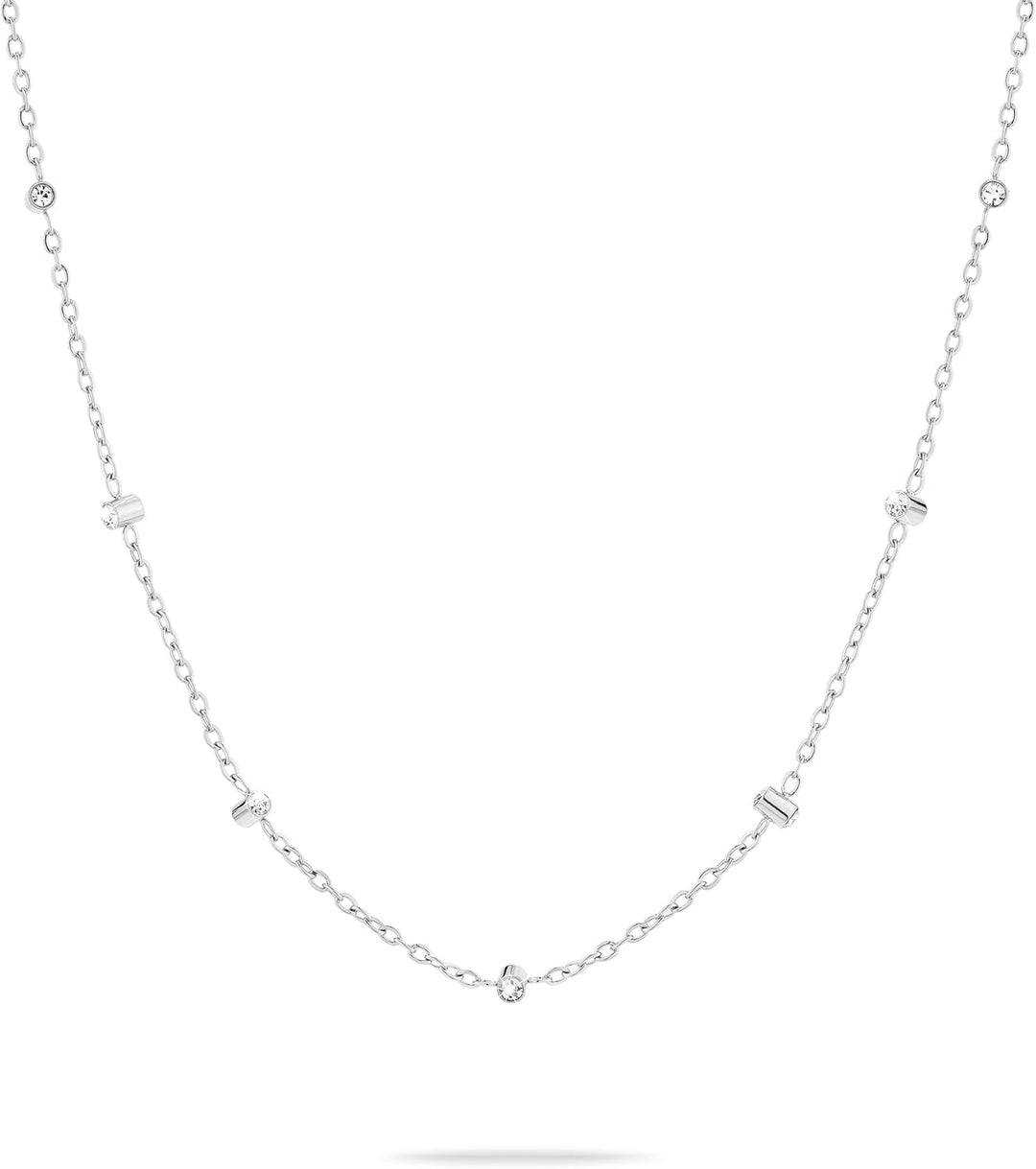 Tamaris Damen-Kette Edelstahl 7 Glasstein 32029090 Silber 45 cm, Silber 45 cm