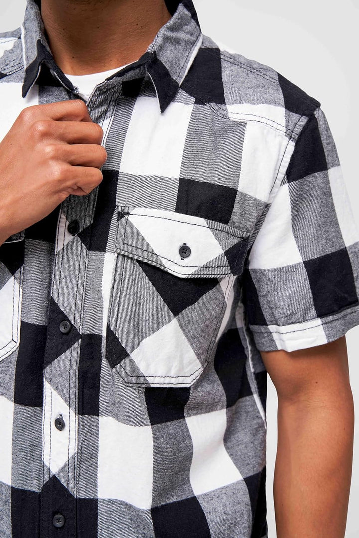 Brandit Check Shirt Herren Kurzarm Single Hemd XXL Weiss-schwarz, Single Hemd XXL Weiss-schwarz