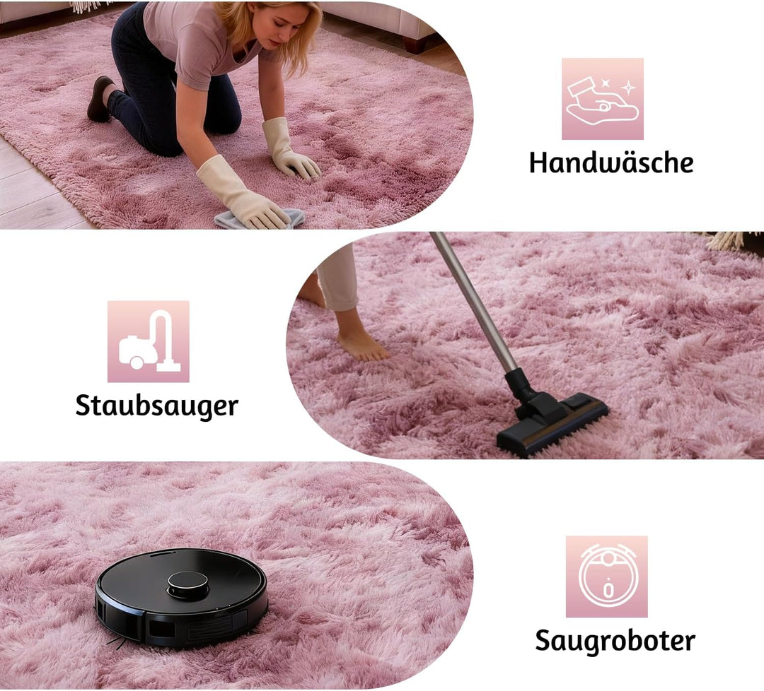 MARATIP Plüsch Teppich,Flauschiger Teppich Rund,grosse Grösse modernes Wohnzimmer,Kinder Mädchen,wei