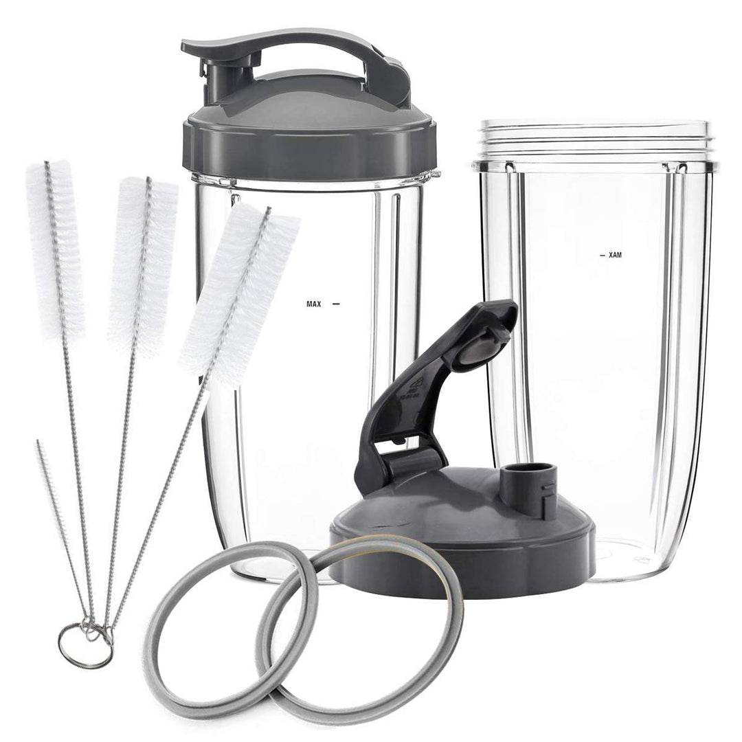 teile für NutriBullet, 2 x 0,9 l groÃŸe Tassen, 2 Klappdeckel, 2 Dichtungen und Reinigungsbürste für