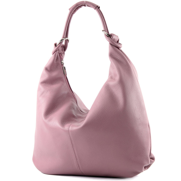modamoda de - 337 - ital Schultertasche Hobo Shopper Leder Altrosa2021, Altrosa2021