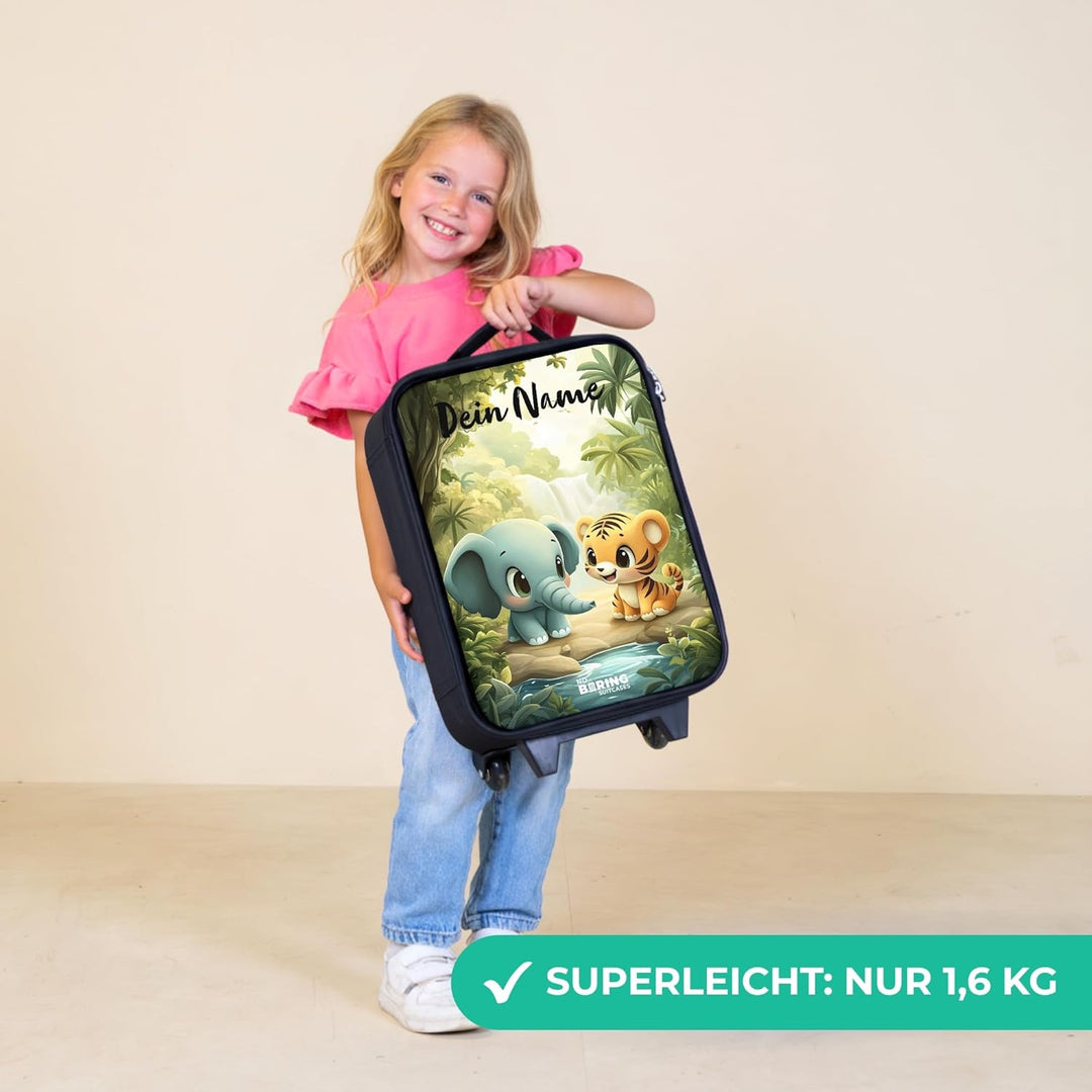 NoBoringSuitcases.com® Kinderkoffer Klein Personalisiert mit Name 48x31x19 cm Rollkoffer Kleiner Kin