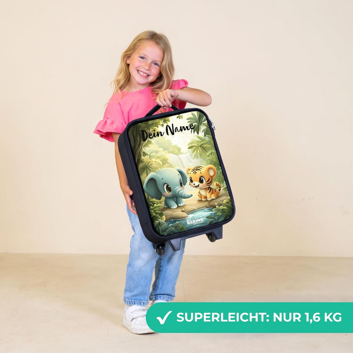 NoBoringSuitcases.com® Kinderkoffer Klein Personalisiert mit Name 48x31x19 cm Rollkoffer Kleiner Kin
