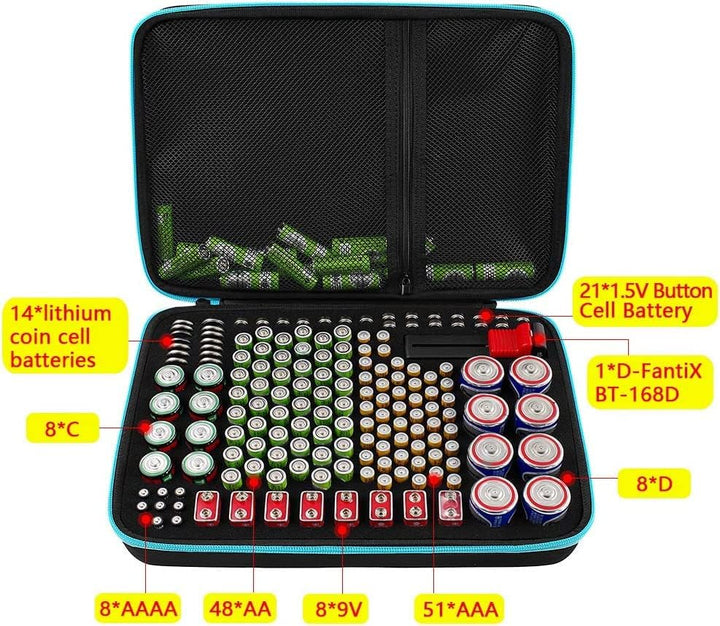 Batteriebox Tragetasche Aufbewahrungsbox für Batterieorganisator mit Batterietester (BT168), Tasche