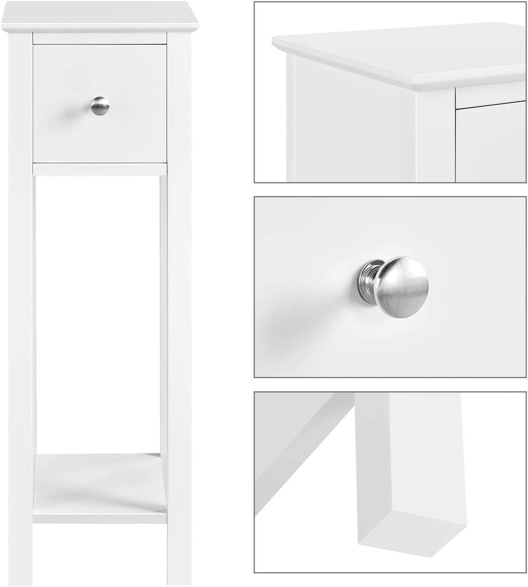 Yaheetech 2 STK. Telefontisch Weiss HBT: ca. 70 x 25 x 25 cm Beistelltisch mit Schublade Konsolentis