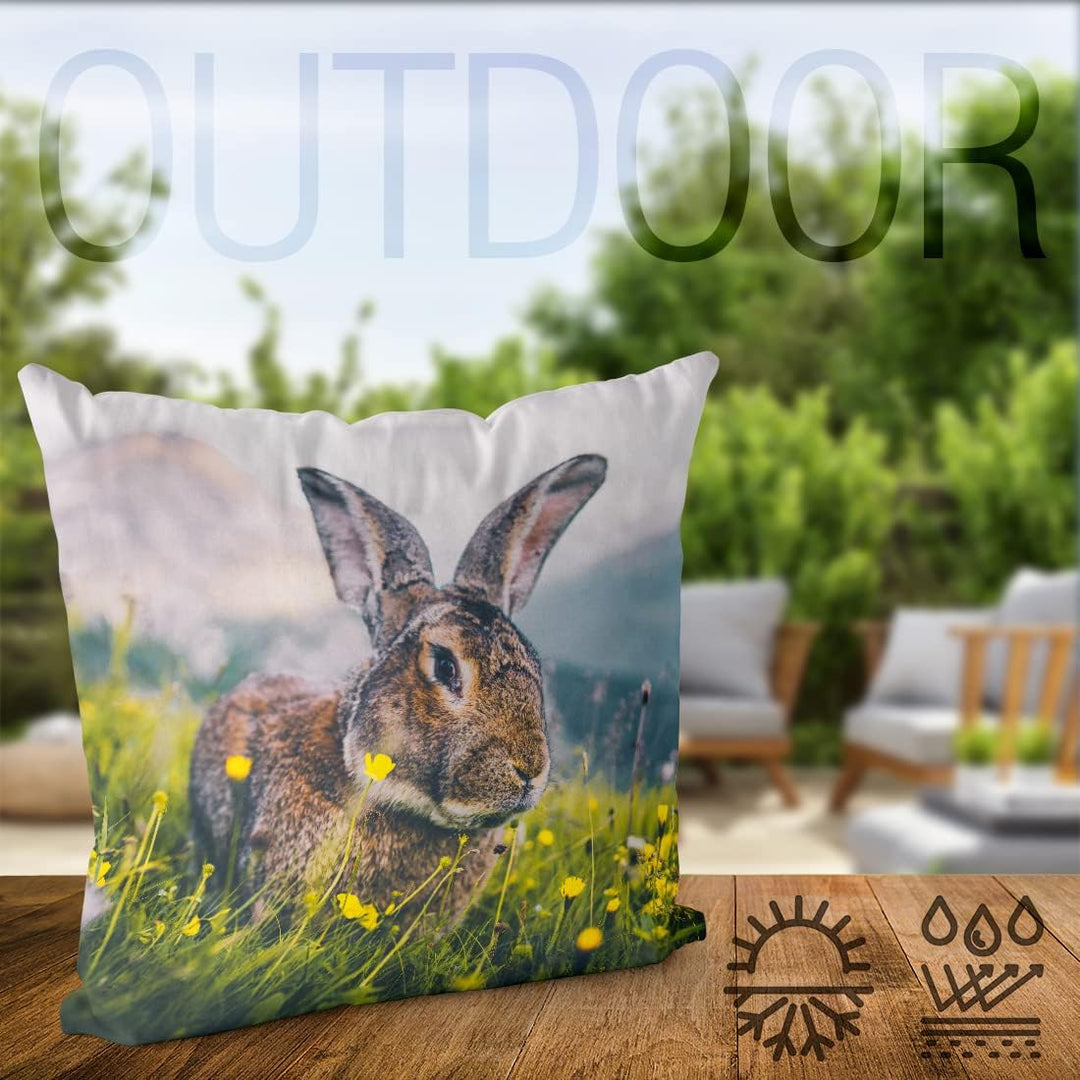 VOID Hase Berglandschaft Kissenbezug 50x50 Kissenhülle Polyester Zierkissen Couchkissen Ostern Oster