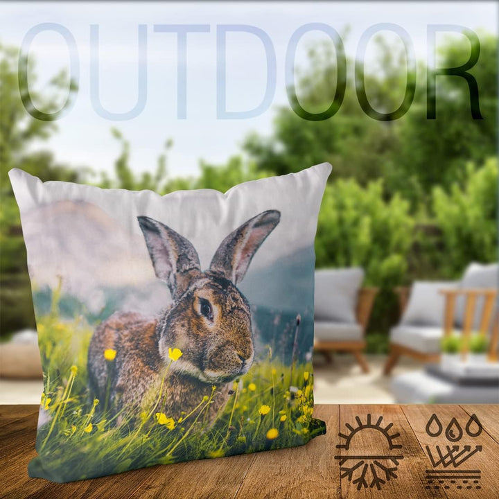 VOID Hase Berglandschaft Kissenbezug 50x50 Kissenhülle Polyester Zierkissen Couchkissen Ostern Oster