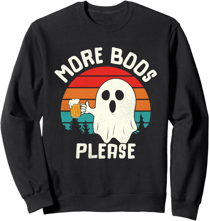 More Boos Please Funny Retro Beer Halloween Ghost Herren Sweatshirt