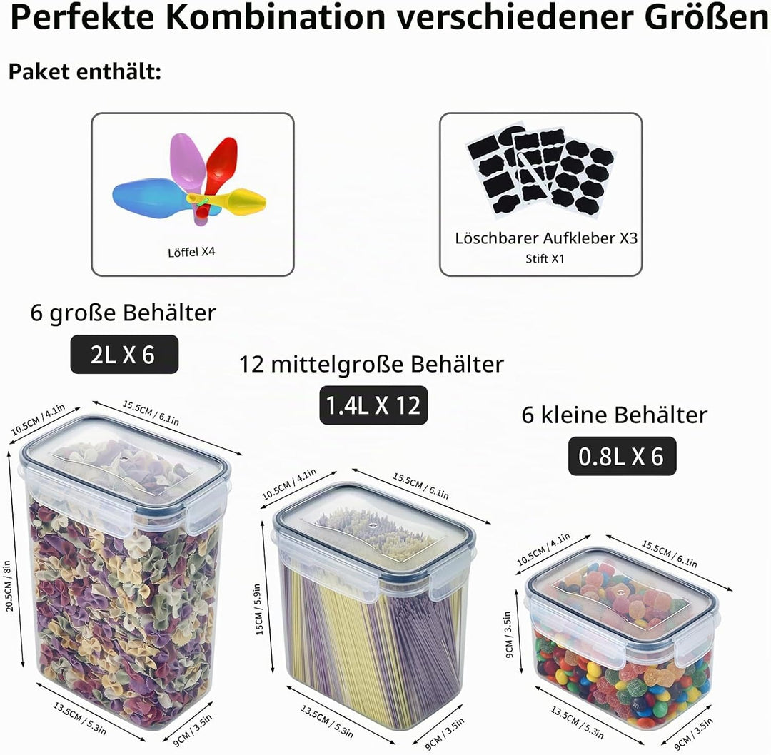 Hibisaws Vorratsdosen Set of 24，vorratsdosen mit deckel luftdicht, Aufbewahrungsbox Küche organizer