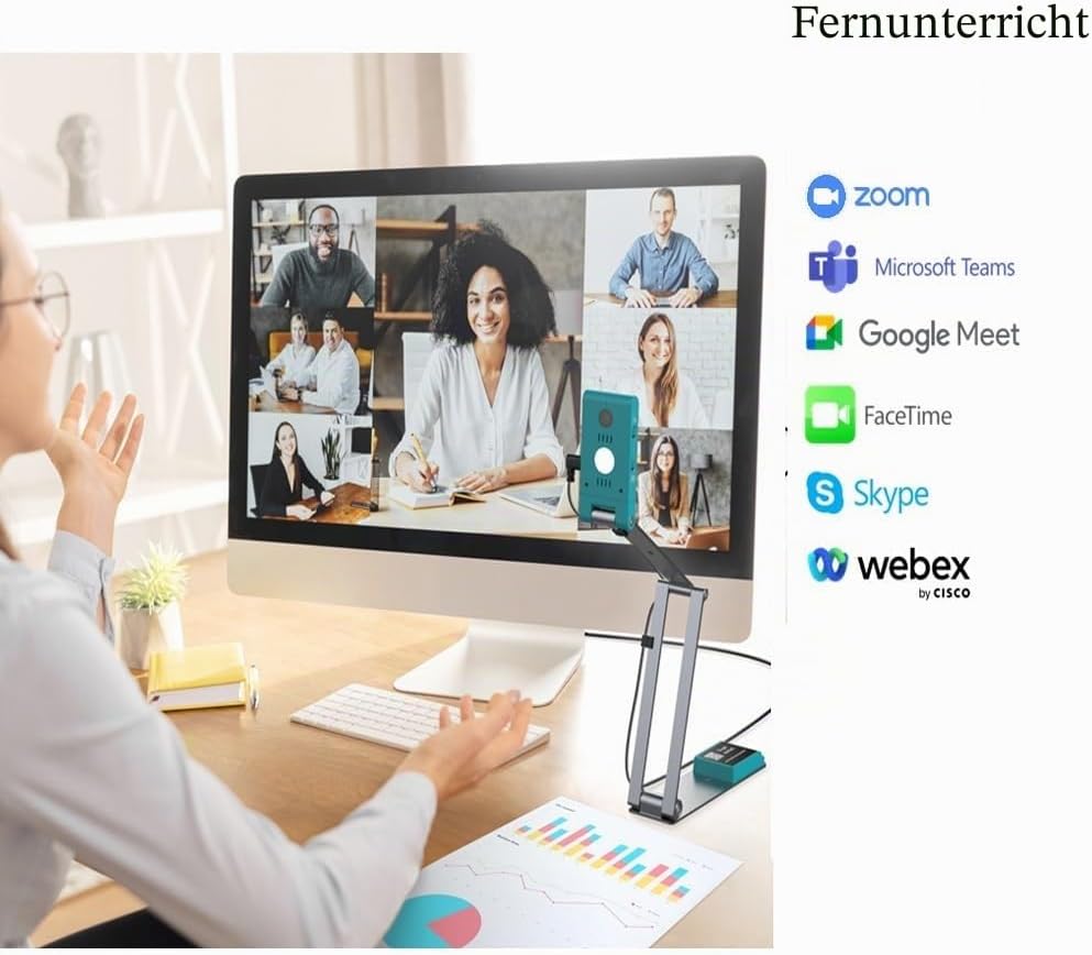 IRIScan Visualizer Webcam Dokumentenkamera v7: 4KUltraHD-13MP,Frei OCR Readiris PDF Editor,4-in-1, V