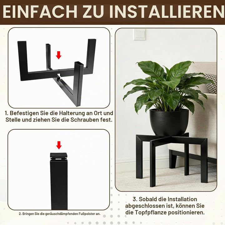 Pflanzenständer, Blumenständer Pflanzenhocker, Erhöhungsständer 19cm Höhe Metall Schwarz Stabil für