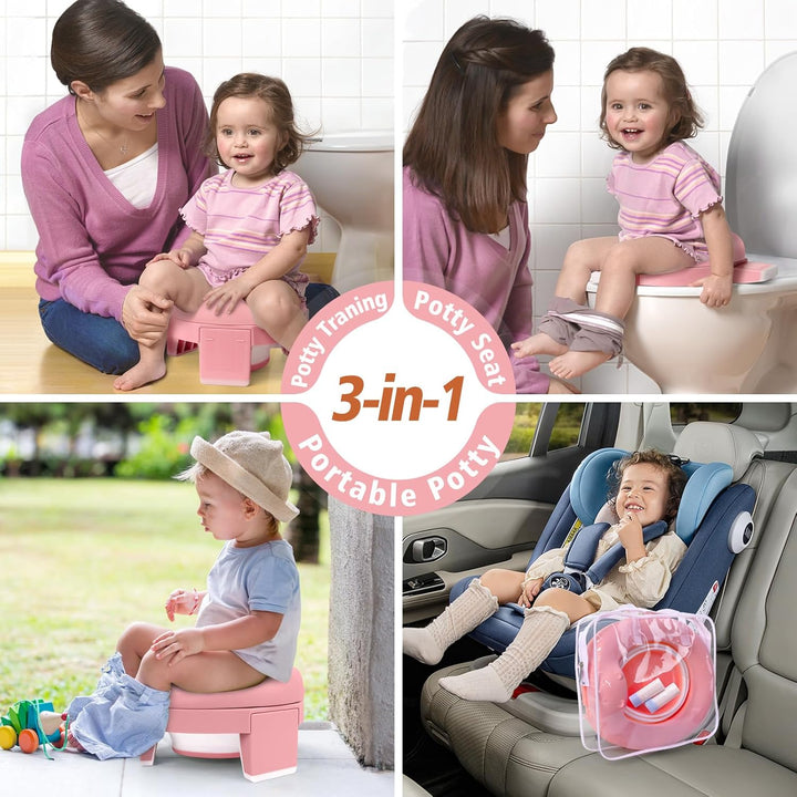Töpfchen Toilettensitz Kinder 3 in 1 Faltbare WC Baby Potty Training Sitze AuBen Innen Tragbar Reise
