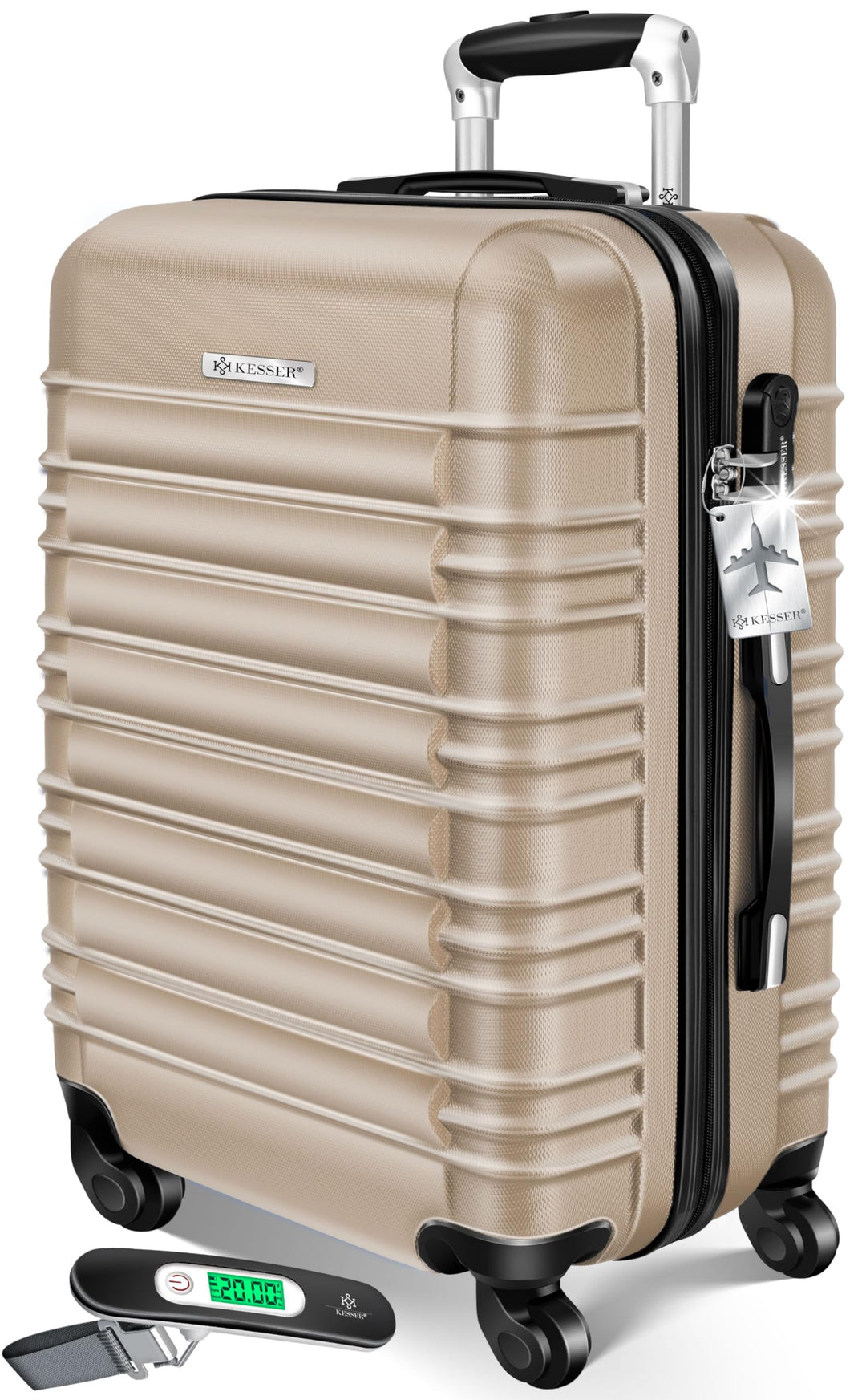 KESSER® Reisekoffer Mittlerer Hartschalen-Koffer Inkl. Kofferwaage + Gepäckanhänger Trolley Gepäck R