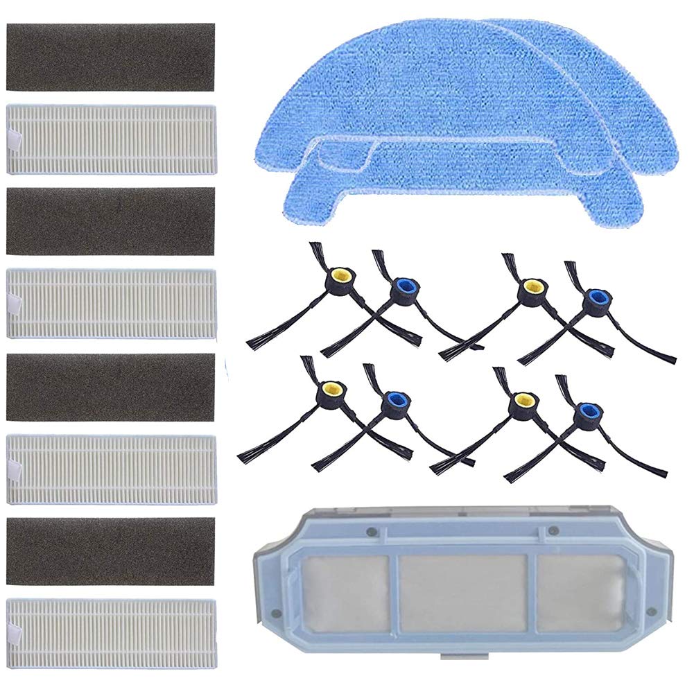 BLUELIRR Zubehör-Set für AMIBOT Animal Premium H2O, 8 Seitenbürsten, 8 HEPA-Filter, 3 Reinigungspads