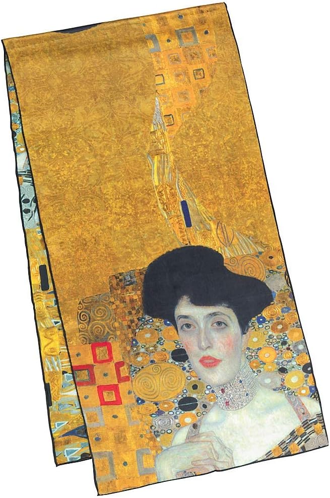 VON LILIENFELD Seidenschal Damen Satin lang Motiv 172 x 42 cm Gustav Klimt: Adele, Gustav Klimt: Ade