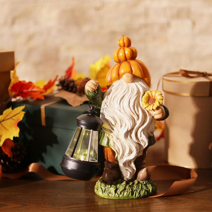 TERESA'S COLLECTIONS Herbstdeko Outdoor, Gartendeko für Draussen, Gartenzwerg lustig Wetterfest Figu