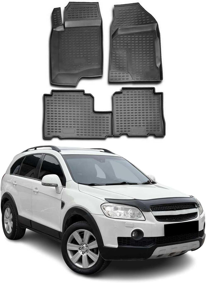 OMAC Gummimatten Fussmatten kompatibel mit Chevrolet Captiva 2006-2018 TPE Matten Schwarz 4X Fussmat