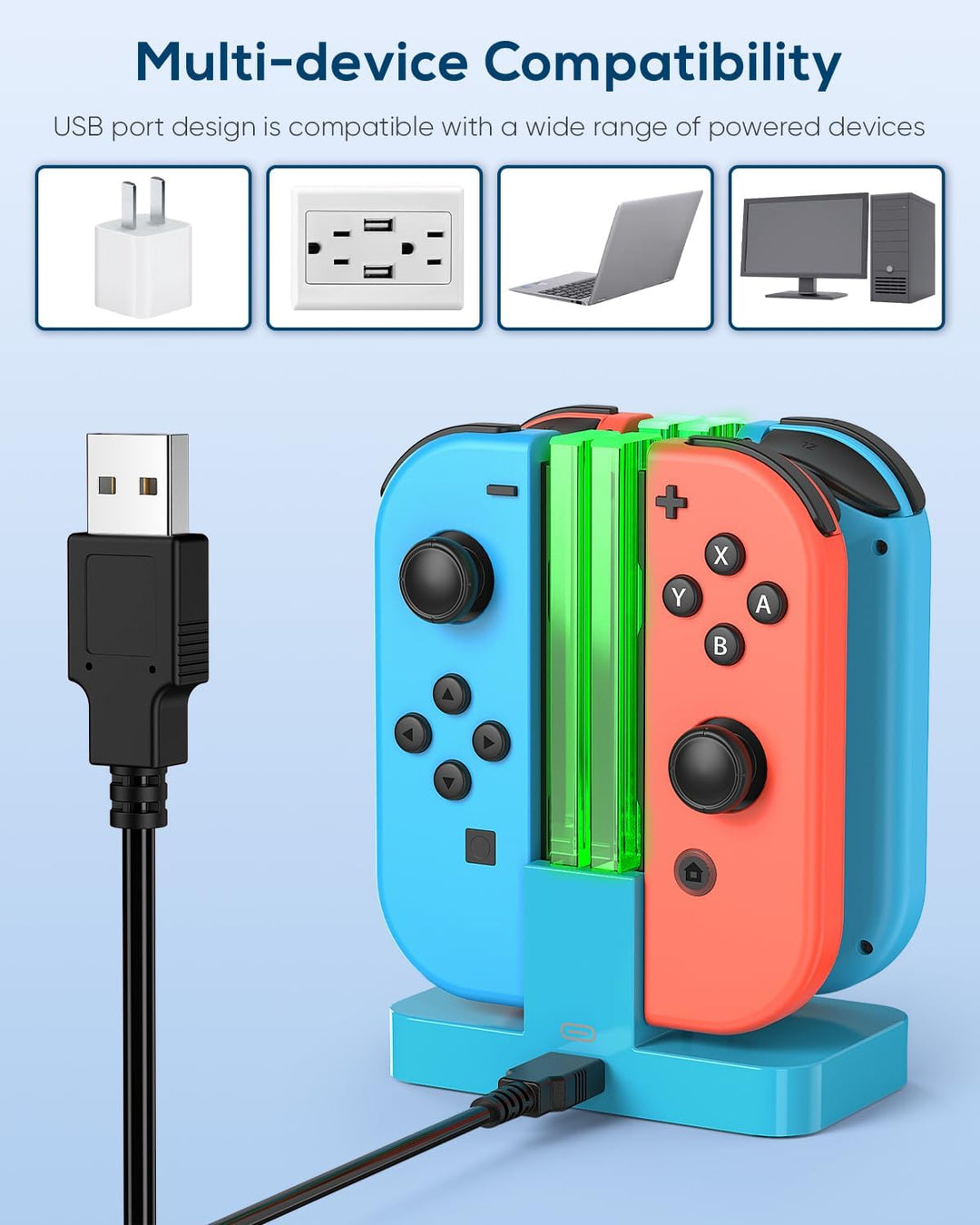 FYOUNG Switch Controller Ladestation Kompatibel Mit Nintendo OLED Joy Con - Quad Ladestation Zubehör
