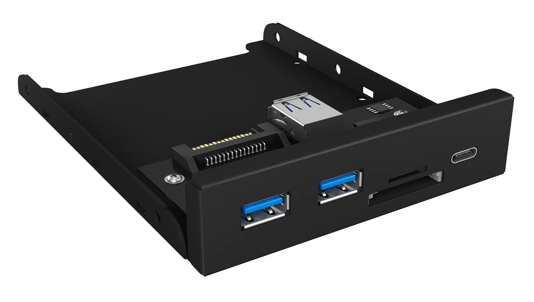 ICY BOX USB 3.0 Frontpanel, 1x USB-C, 2x USB-A, SD und microSD Kartenleser, 3,5 Zoll intern, Metall,