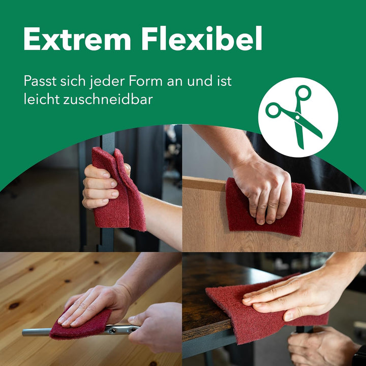 BISATEX® Schleifvlies 5er Set verschiedene Körnungen P100-800 - Langlebige & zuschneidabre Schleifpa
