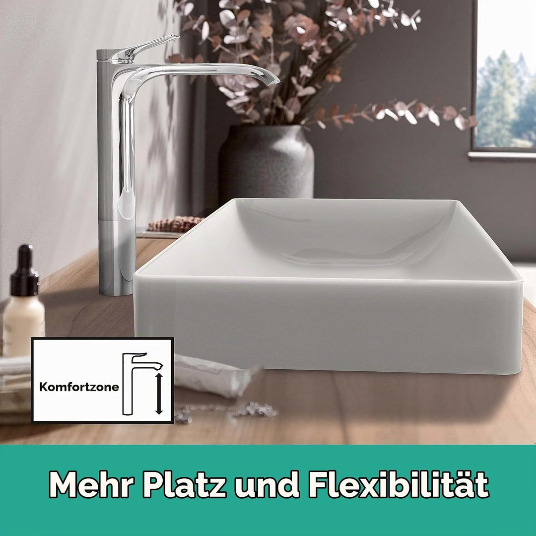 hansgrohe Waschtischarmatur Vivenis, Wasserhahn Bad mit Auslauf Höhe 250 mm, mit Zugstange, Badarmat