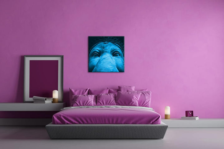deyoli indische Elefanten Gottheit Format: 70x70 Effekt: Monocrome Blau als Leinwand, Motiv fertig g