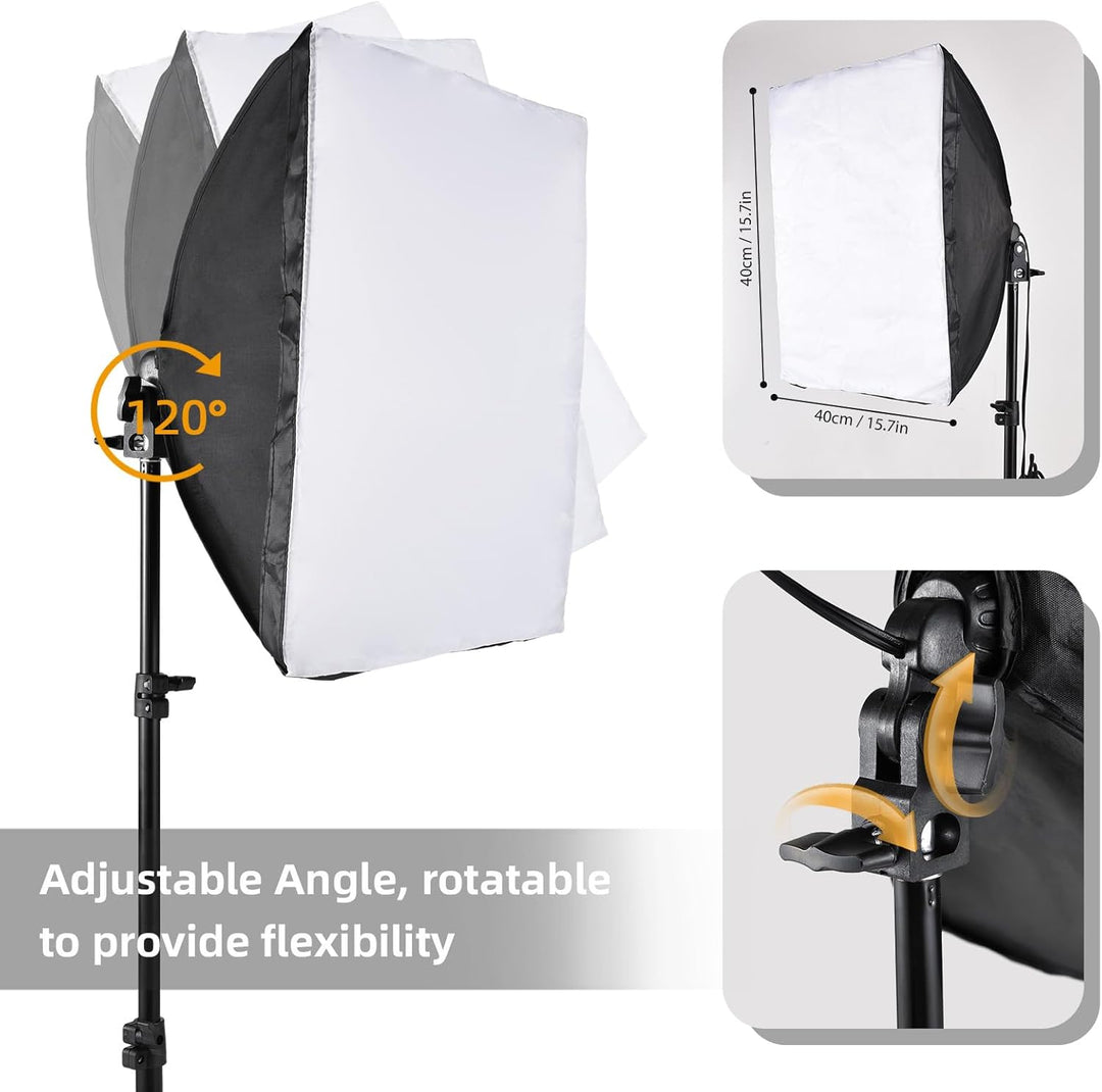 Andoer Fotografie Studio Licht Kit: 40x40 cm Softbox Beleuchtungsset mit 85W, 2800K-5700K Zweifarbig