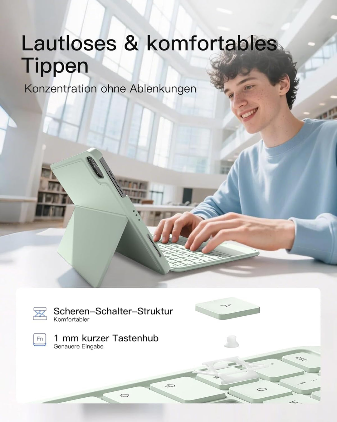 Inateck Hülle mit Tastatur,Ultraleichte Tastatur für iPad 10/11 Generation A16 2025 11 Zoll,iPad Air