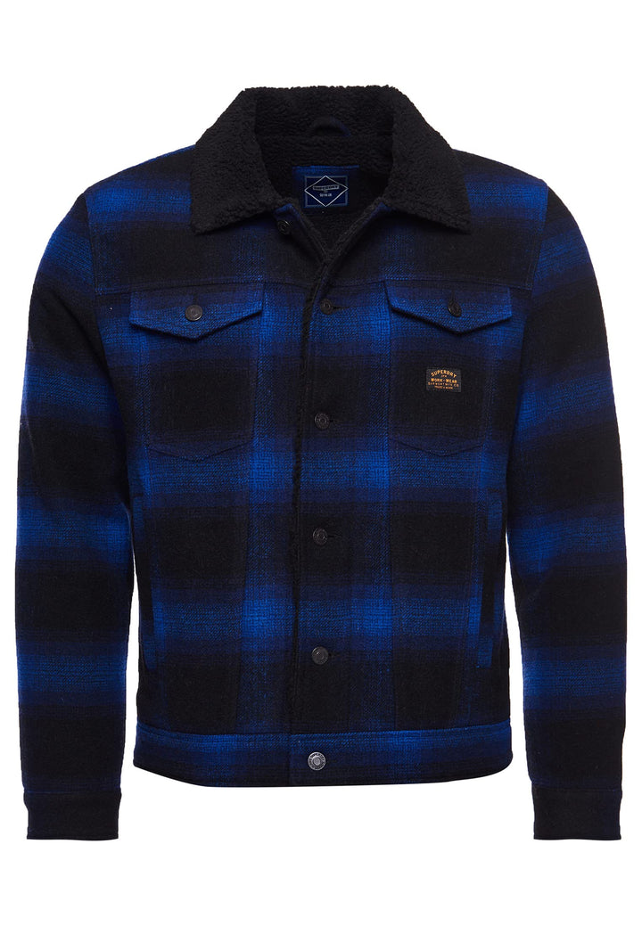 Superdry Herren Highwayman Wool Sherpa Trucker Denim Jacket XL Blue Falls Ombre, XL Wasserfallblau F