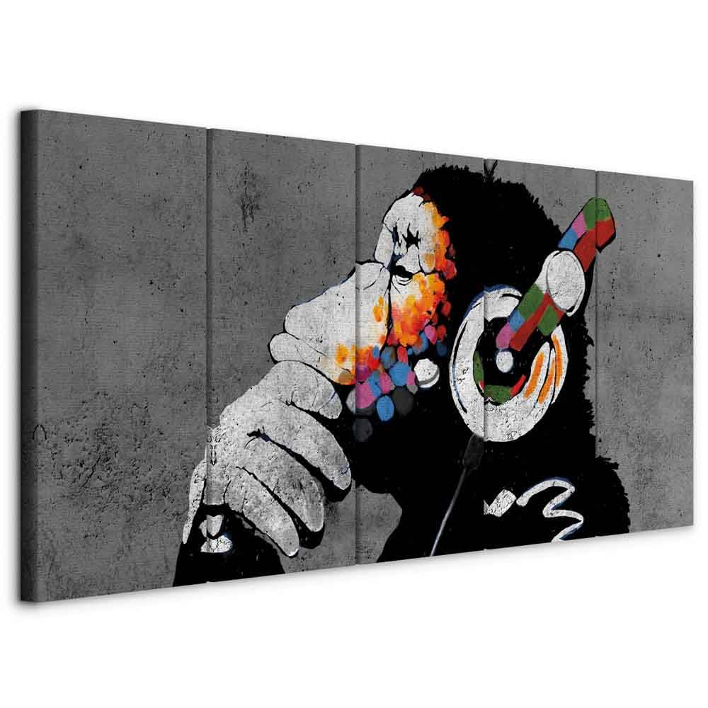 murando - Akustikbild DJ Affe 150x60 cm 5 tlg Bilder Akustikschaum Schallschutz Kunst Akustikpaneele