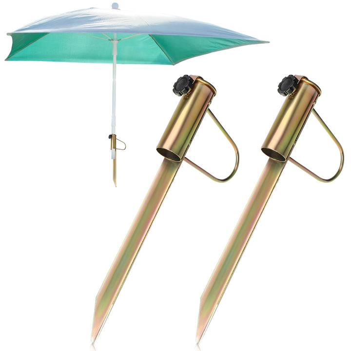 COM-FOUR® 2X Sonnenschirmhalter aus Stahl - Bodenhülse für den Garten - Rasendorn für Sonnenschirme