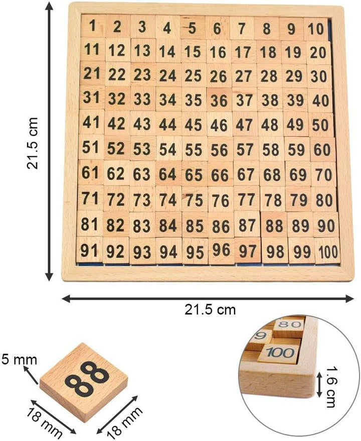 Montessori Mathematik Puzzle Holz Digital Board 1-100 Kontinuierliche Zahlen Kinder Kind Mathe Unter