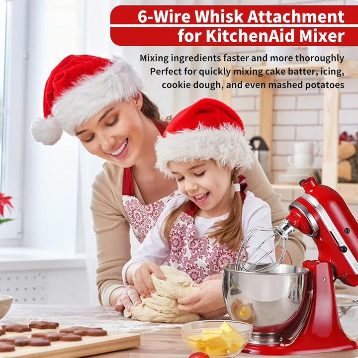 Standmixer-Zubehör, K45WW 6-Drahtiger Schneebesen für KitchenAid 4.5-5 Quart Kippkopf, Edelstahl-Auf