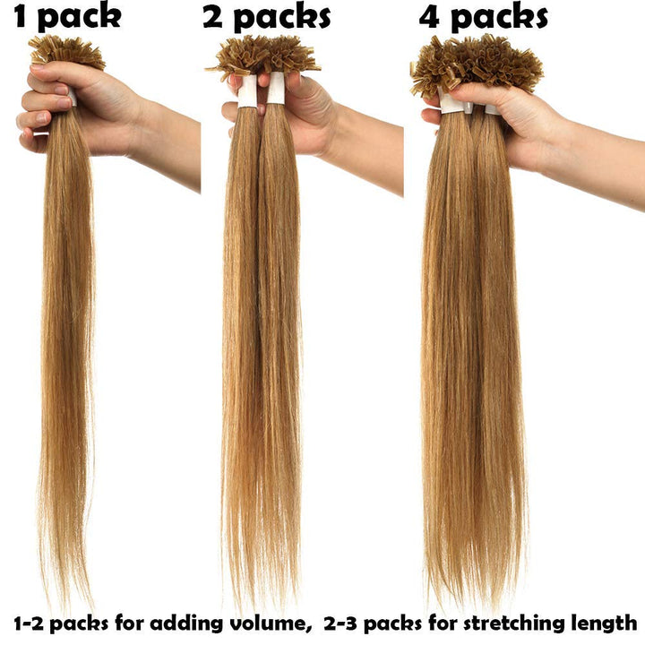 SEGO U Tips Extensions Echthaar Bondings 0.5g/Strähnen Keratin Haarverlängerung Glue 200 Strähnen gl