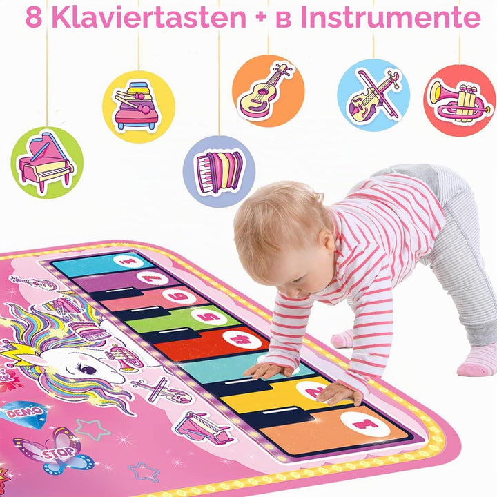 Lobyoh Baby Spielzeug 1 Jähr, 2-in-1-Musikmatte Piano Matte für Kleinkinder, Trommelspielzeug, Prinz