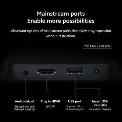 Xiaomi TV Box S (2nd Gen) 4K Ultra HD Streaming Media Player, 2GB RAM + 8GB ROM mit IR-Fernbedienung