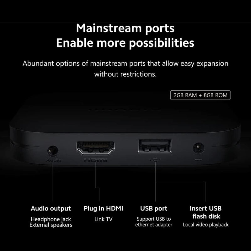 Xiaomi TV Box S (2nd Gen) 4K Ultra HD Streaming Media Player, 2GB RAM + 8GB ROM mit IR-Fernbedienung