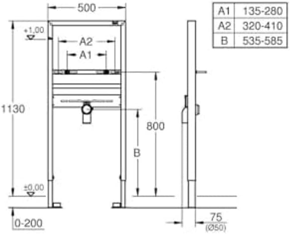 GROHE Rapid SL | Installationssystem - für Waschtisch | 113 cm, für Einlochbatterie | 38557001 Singl