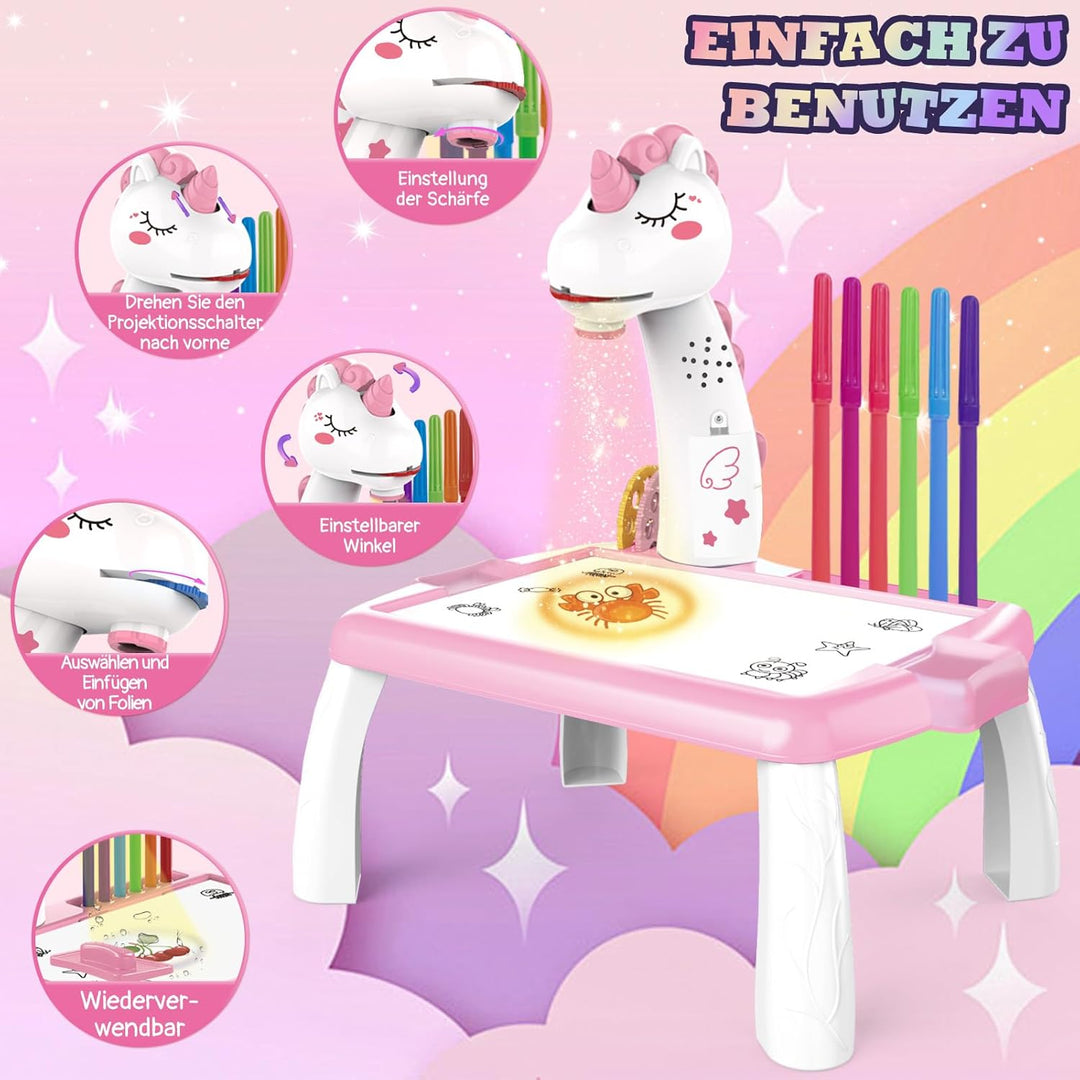 Zeichenprojektor für Kinder, Projektion Zeichentafel Kind 48 Stück Malprojektor Kinder Set mit 48 Mo
